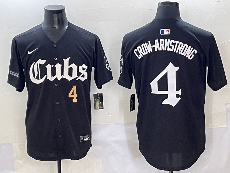 Men 2025 Chicago Cubs #4 Crow-Armstrong Black Five generations Joint Name Nike MLB Jersey style 4->chicago cubs->MLB Jersey